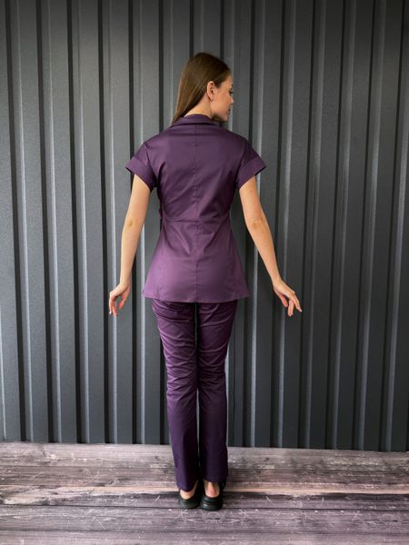 Женская медицинская куртка Сесил фиолет. Короткий рукав. Коттон стрейч 666 фото
