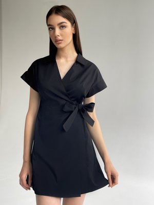 Жіночий медичний халат Сесіл чорний короткий рукав. Легка тканина 07101 фото