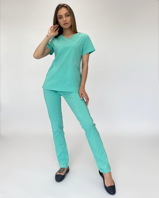 Женский медицинский костюм Коди аквамарин с брюками Слимс 9660 фото