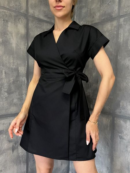 Жіночий медичний халат Сесіл чорний короткий рукав. Легка тканина 07101 фото