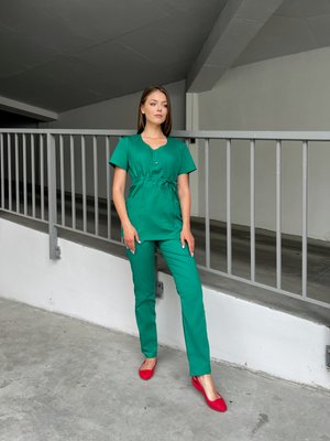 Жіночий медичний костюм Дольче малахіт зі штанами Слімс 489 фото