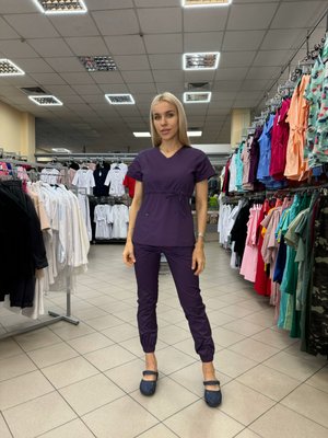 Женский медицинский костюм Микато фиолет с брюками Джоггер-стрит 4210 фото
