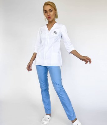 Жіночий медичний костюм Муза з блакитними штанами Стріт 16545 фото