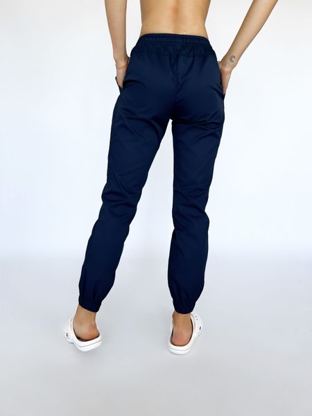 Женские медицинские брюки Джоггер темно-синие. Стрейч коттон 4813 фото
