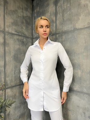 Жіночий медичний халат Зірочка білий, довгий рукав. Котон 01176 фото