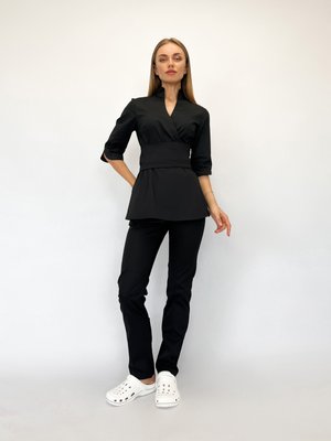 Женский медицинский костюм Голди черный с брюками Стрит, 40 177051 фото