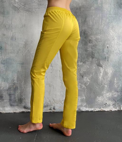 Женские медицинские брюки Слимс желтый. Коттон 0003 фото