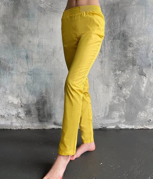 Женские медицинские брюки Слимс желтый. Коттон 42 0003-70 фото