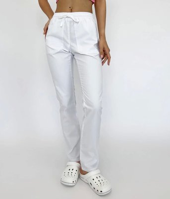 Жіночі медичні штани Стріт білі. Коттон 40 19142 фото