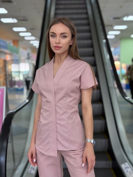 Жіноча медична куртка Кіото ліловий з коротким рукавом. Котон 3550 фото