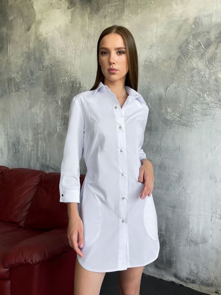 Жіночий медичний халат Зірочка білий. Котон 18025 фото