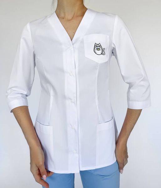Женская медицинская куртка Муза белая. Коттон, 2808 фото