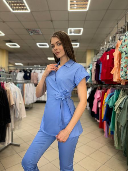 Женский медицинский костюм Сесил короткий рукав небо с брюками Стрит 41020 фото