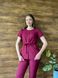 Жіночий медичний костюм Луна бордо короткий рукав із штанами Джоггер 070 фото 2