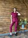 Жіночий медичний костюм Луна бордо короткий рукав із штанами Джоггер 070 фото 1