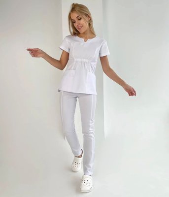 Женский медицинский костюм Мару белый с брюками Слимс 53154 фото