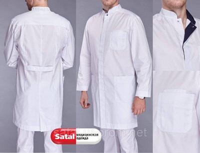 Медицинский халат "Браян" для мужчин. Белый (сапфир). Рукав длинный 44 2065 фото