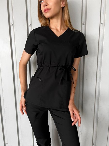 Женский медицинский костюм Микато черный с Джоггерами 11100 фото