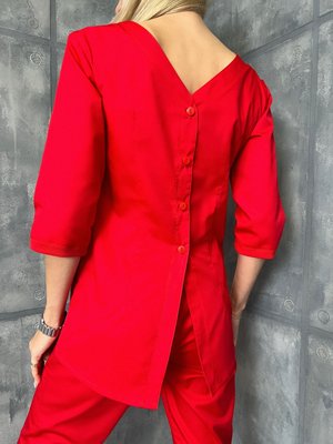 Женская медицинская куртка Малика красный. Коттон 75641 фото