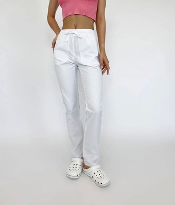 Жіночі медичні штани Стріт-лонг білі. Коттон 19395 фото