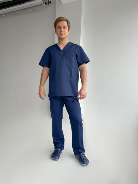 Чоловічий медичний костюм Брюс темно-синій зі штанами Стріт 48 352 фото