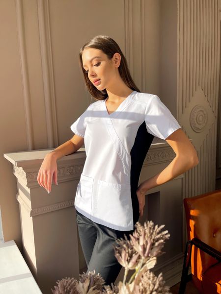 Жіночий медичний костюм Тіна білий зі штанами Стріт 172051 фото