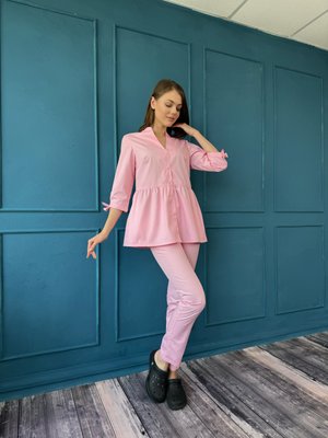 Женский медицинский костюм Эльма розовый с брюками Стрит 1479 фото