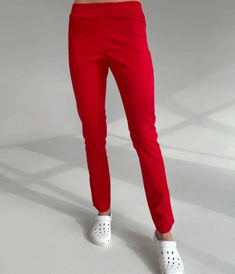 Женские медицинские брюки красный Слимс. Легкая ткань 40 6183 фото
