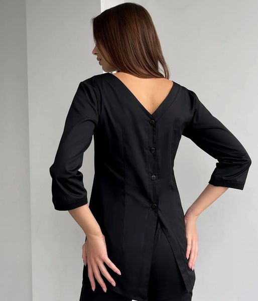 Жіночий медичний костюм Маліка чорний зі штанами Слімс 52052-40 фото