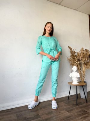 Жіночий медичний костюм Луна аква зі штанами Джоггер 291 фото