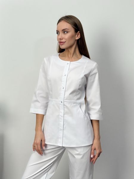 Жіночий медичний костюм Клер білий зі штанами Скіні 810 фото