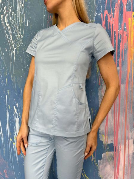 Женский медицинский костюм Коди нежно-голубой с брюками Стрит 7236 фото