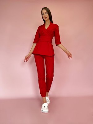 Жіночий медичний костюм Голді червоний з Джоггерами.  Котон  1548308484 фото
