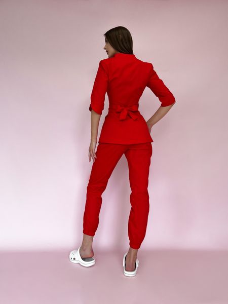 Жіночий медичний костюм Голді червоний з Джоггерами.  Котон  1548308484 фото