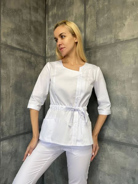Жіночий медичний костюм Верба білий зі штанами Стріт 03009 фото