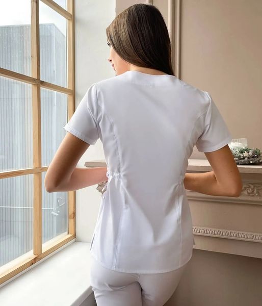 Жіночий медичний костюм Мікато білий зі штанами Джоггер-стріт 039671 фото