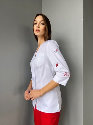 Жіноча медична куртка Муза Тату білий. Котон  0269 фото