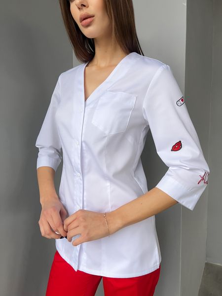Женская медицинская куртка Муза Тату белый. Коттон 0269 фото
