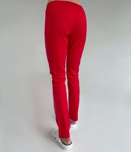 Женские медицинские брюки красный Слимс. Легкая ткань 40 6183 фото