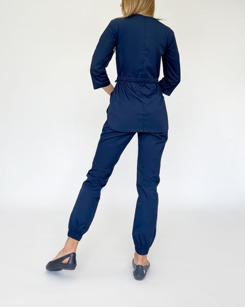 Женский медицинский костюм Луна темно-синий с брюками Джоггер 1030 фото