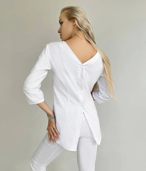 Жіночий медичний костюм Маліка білий зі штанами Слімс 51974-40 фото