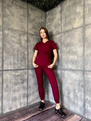 Жіночий медичний костюм Мікато бордо із Джоггерами 42 967 фото