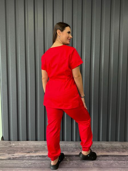 Жіночий медичний костюм Тренді червоний з Джоггерами 4115 фото