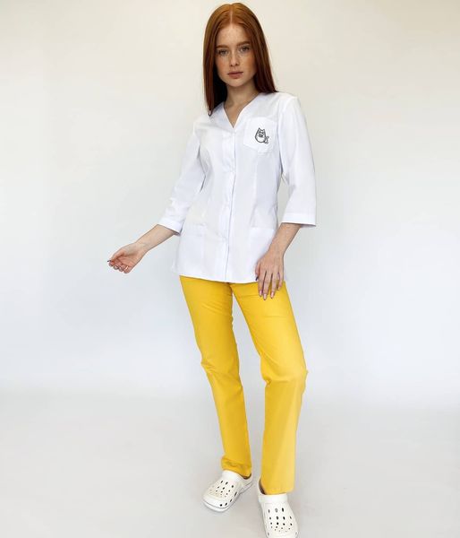 Женский медицинский костюм Муза с желтыми брюками Стрит 16543 фото