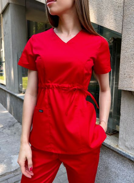 Женский медицинский костюм Микато красный с брюками Чинос 2560 фото