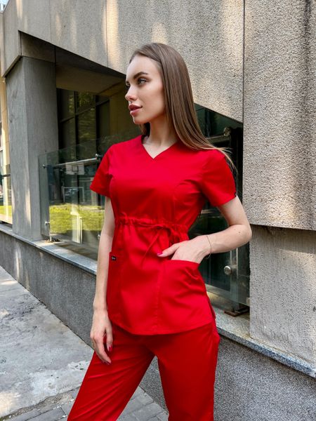 Женский медицинский костюм Микато красный с брюками Чинос 2560 фото