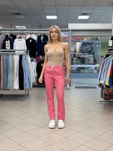 Женские медицинские брюки Стрит ярко-розовые. Коттон 06389 фото
