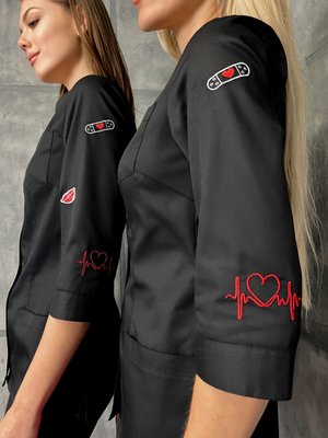 Жіноча медична куртка Муза Тату чорний. Котон  164567 фото
