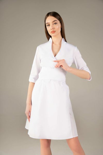 Жіночий медичний халат Голді білий. Котон 700 фото