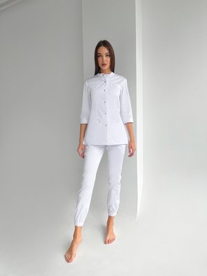 Жіночий медичний костюм Зола білий зі штанами Джоггер-стріт 51910 фото